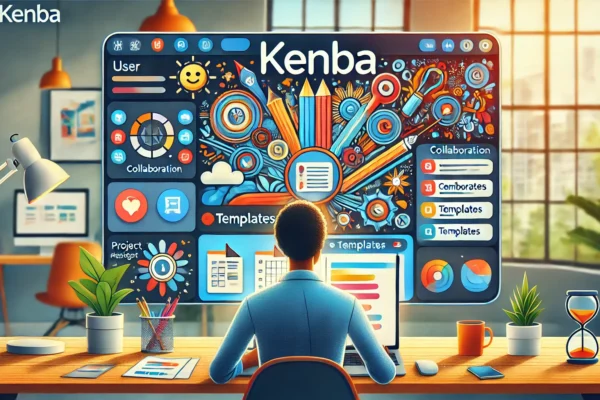 How to Use Kenba: A screenshot of the Kenba dashboard showing various design elements, tasks, and collaboration tools, illustrating how to use Kenba effectively for productivity and creativity.